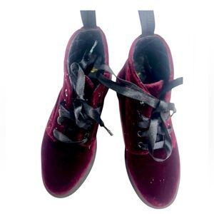 Dr. Martens Lana Burgundy Velvet Lace-Up Boots US 5